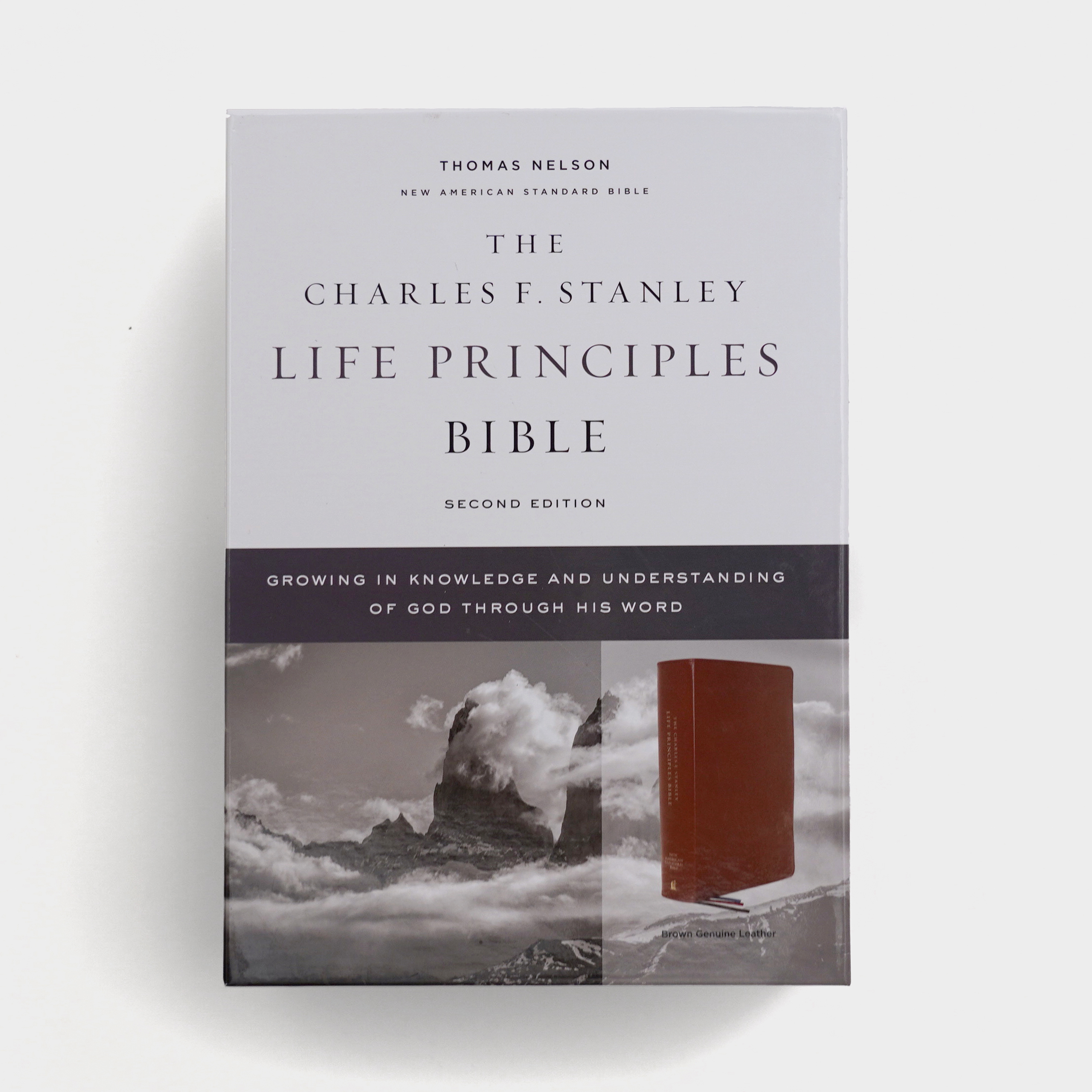 The Charles F. Stanley Life Principles Bible 2nd Edition, NASB - Genuine Brown Leather