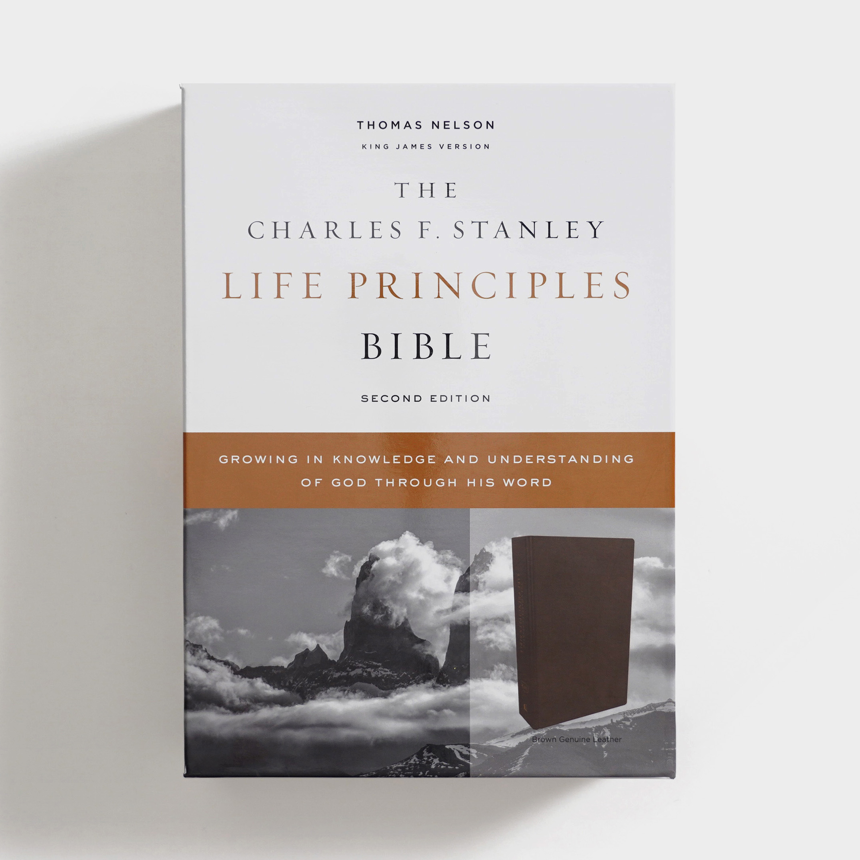 The Charles F. Stanley Life Principles Bible 2nd Edition, KJV - Genuine Brown Leather