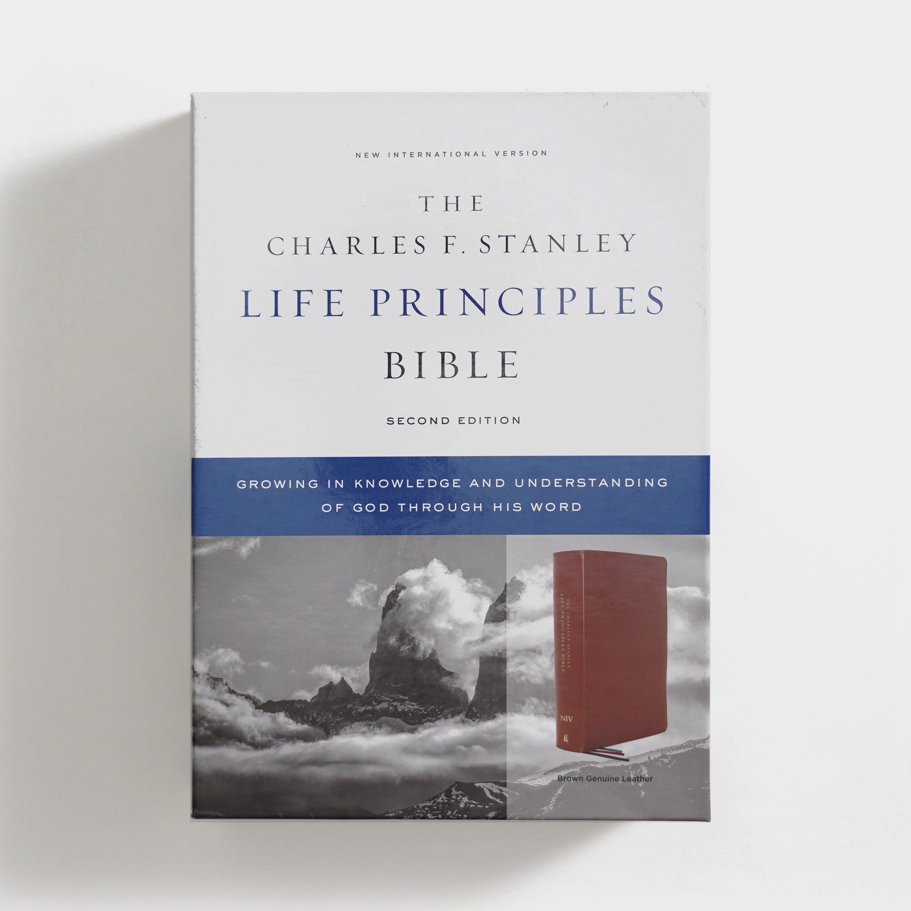 The Charles F. Stanley Life Principles Bible 2nd Edition, NIV - Genuine Brown Leather